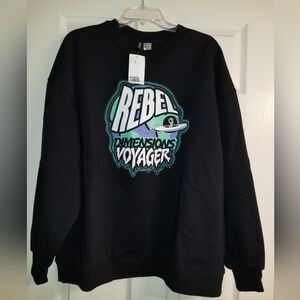 Women's H&M Divided Rebel Dimensions Voyager Alien Spaceship Sweatshirt Black XL